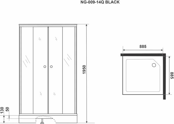 душевой уголок niagara eco ng-009-14q black мозаика, с поддоном