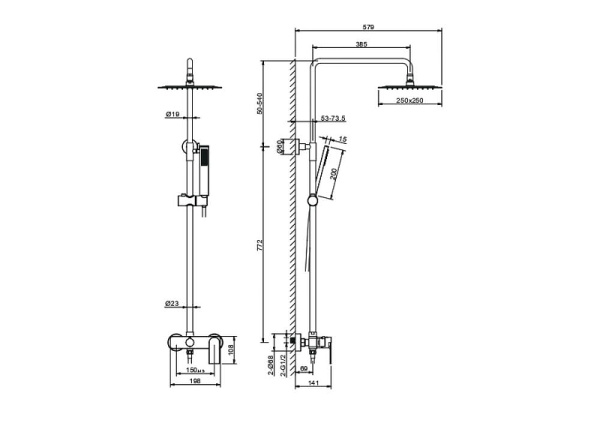 душевая система aquatek лира aq2465mb цвет черный матовый
