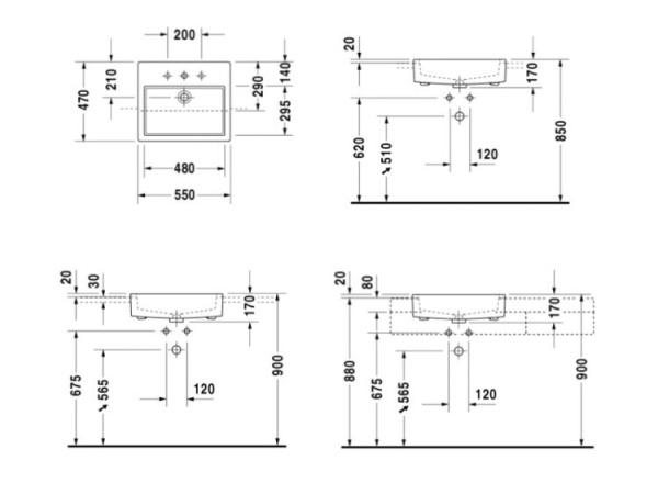 раковина полувстраиваемая duravit vero 55 см 03145500001