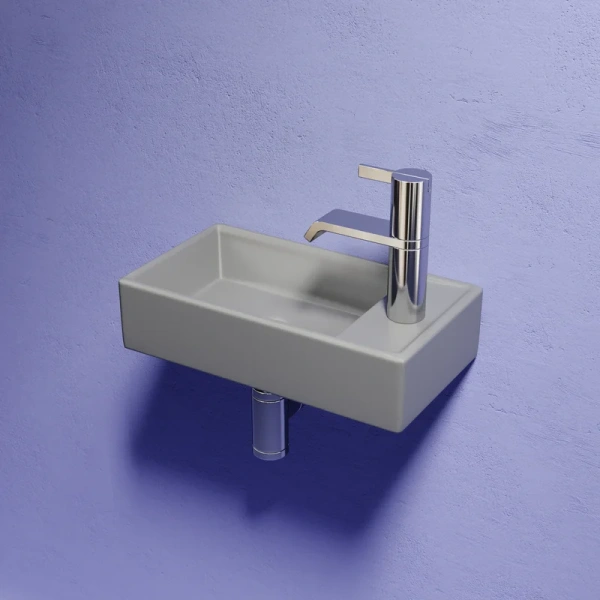 раковина ceramicanova element cn6051lmh подвесная, чаша слева, 41.7х21.7 см, антрацит матовый