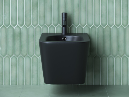 биде ceramicanova metric cn3008mb подвесное, черное матовое