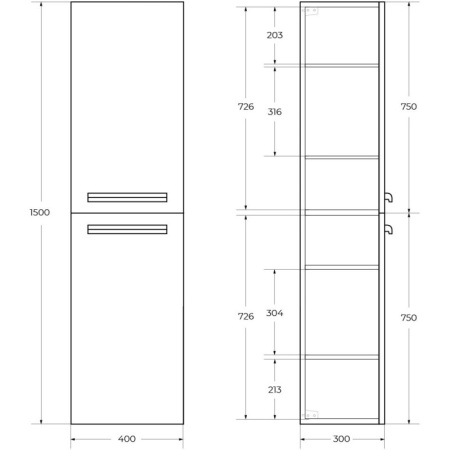 пенал подвесной sapfiro cezares eco eco-1500-2a-sc-spf-p