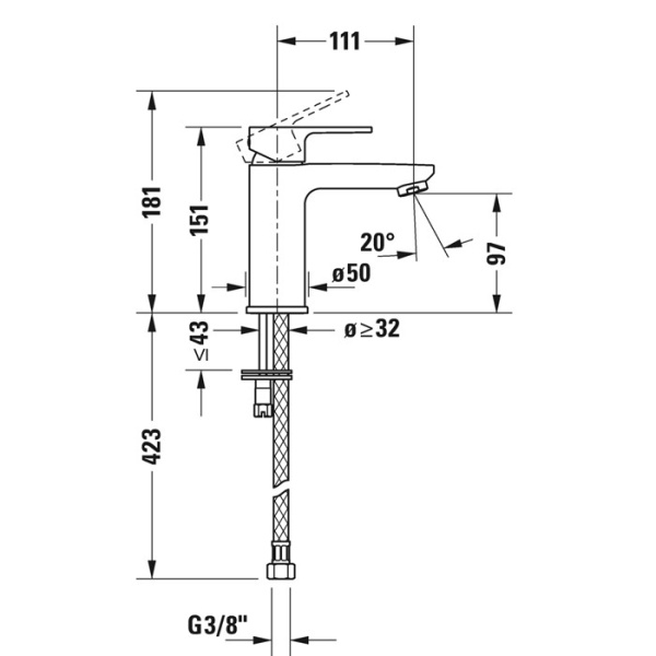 смеситель для раковины duravit b.3 b31010002010