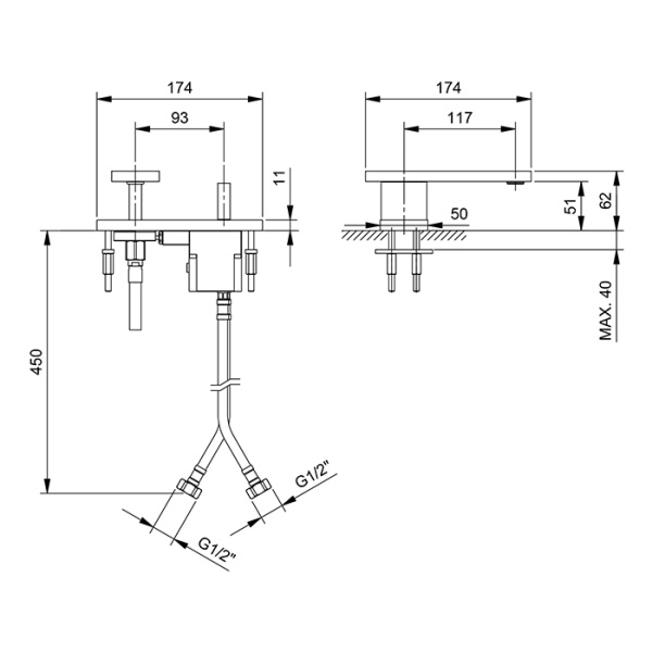 fantini fantini ak/25 смеситель для раковины, на 2 отв., цвет: matt gun metal pvd