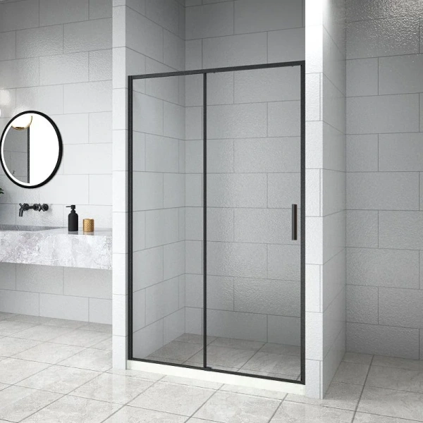 Душевая дверь в нишу Aquanet Pleasure Evo AE65-N160-BT профиль матовый черный, стекло прозрачное