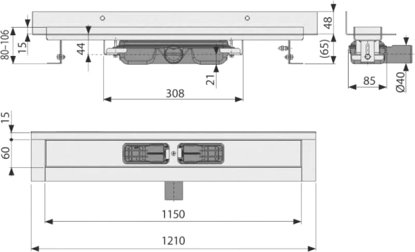 душевой лоток alcaplast apz116-1150 без решетки