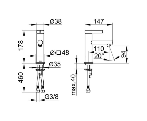 смеситель для раковины keuco ixmo pure 59502 371100, без гарнитуры, черный матовый