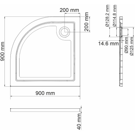 душевой поддон из стеклопластика wasserkraft salm 90x90 27t01 цвет белый глянец