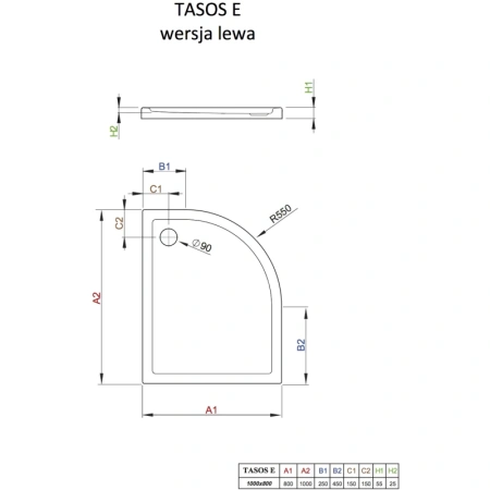 акриловый поддон 100x80 см radaway tasos e ste1086-30l