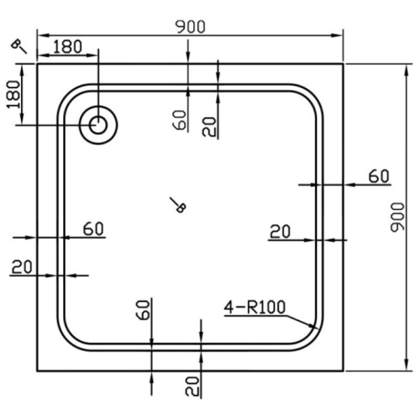 акриловый поддон 90x90 см vincea vst-2as-9090