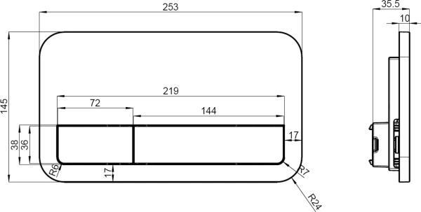 кнопка для инсталляции villeroy & boch viconnect 922490an черный матовый