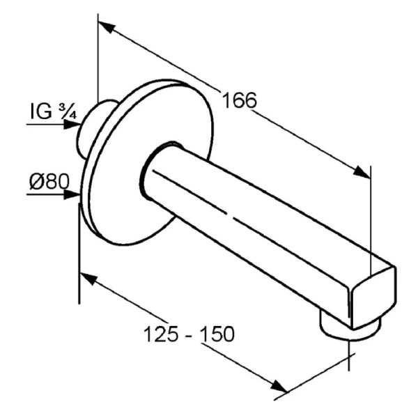 излив для ванны 150 мм kludi standard 1350205