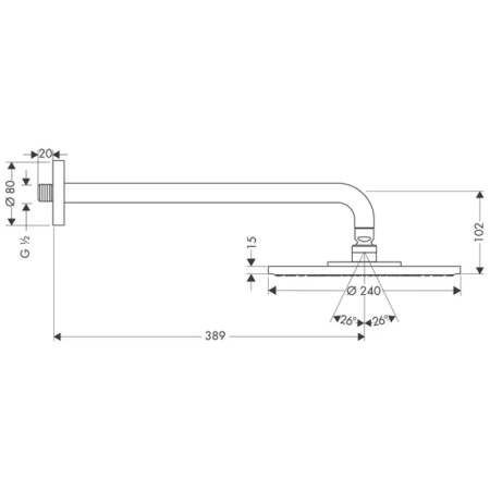 верхний душ hansgrohe raindance s 240 air 1jet, держатель 390 мм, ½’ 27474000