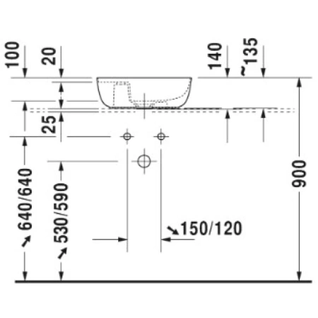 раковина в ванную накладная 42 см duravit luv 0381420000