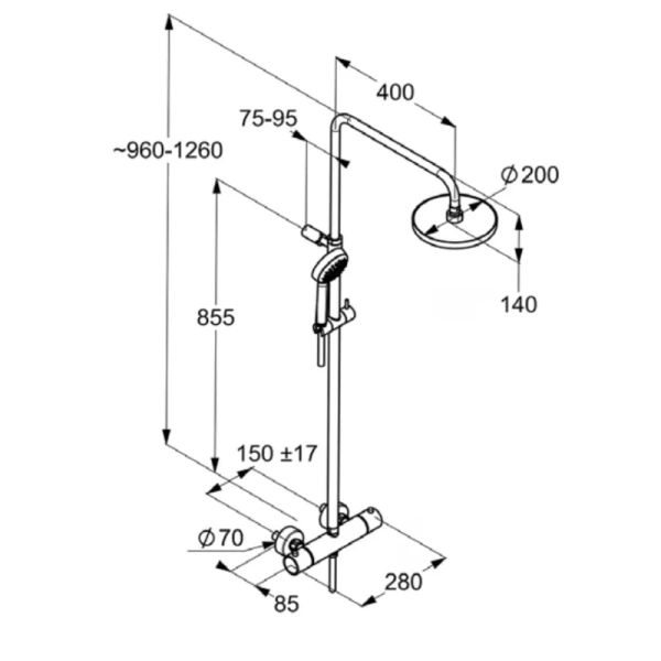 душевая система kludi logo dual shower system 6809505-00 с термостатом, ручная лейка 1s