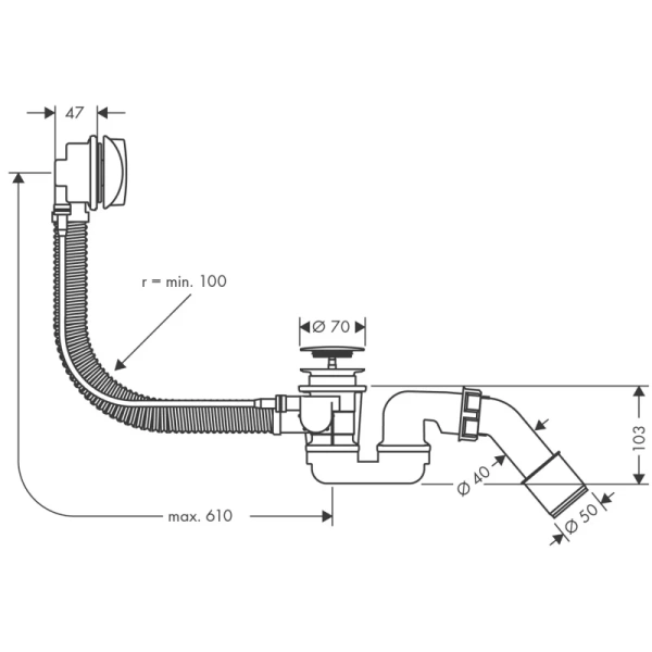 слив-перелив hansgrohe flexaplus 58143000