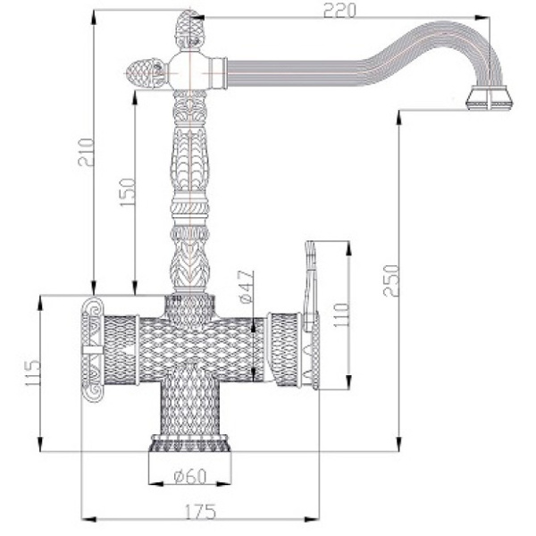 смеситель для кухни zorg antic a 50 kf-br