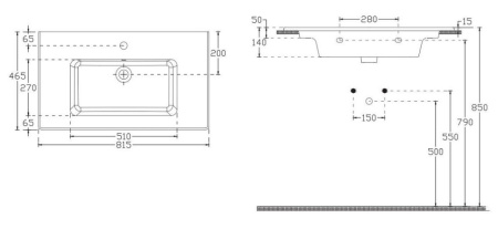 раковина isvea sistemat 10sl51081sv накладная, прямоугольная, 1 отверстия для смесителя, 81x46.5 см, белый