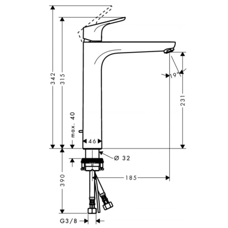 смеситель для раковины с донным клапаном hansgrohe focus e2 31531000