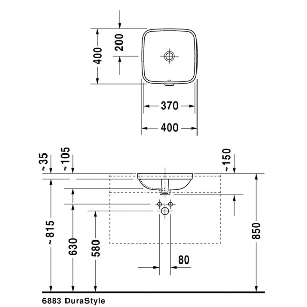 раковина полувстраиваемая duravit durastyle 0373370022