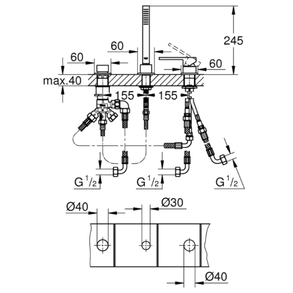 смеситель на борт ванны grohe plus 23845003