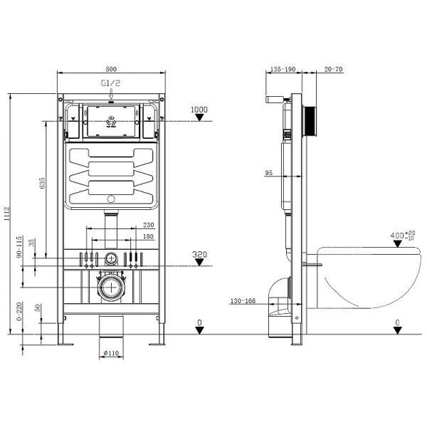 инсталляция allen brau pneumatic pro 9.11101.20 для унитаза без клавиши смыва