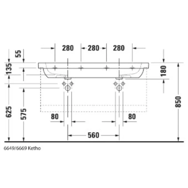 раковина полувстраиваемая duravit d-code 03481200002