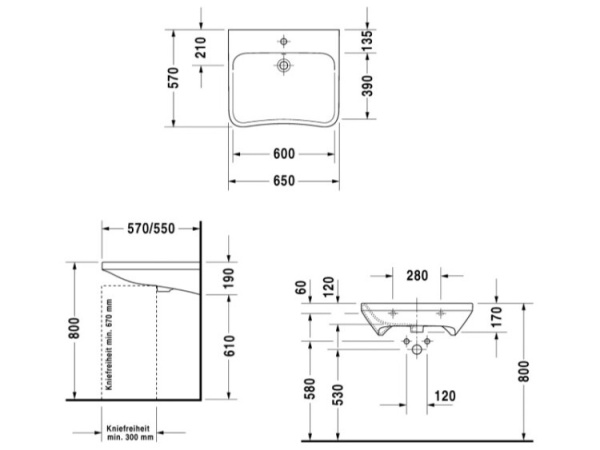 раковина полувстраиваемая duravit durastyle 65 см 023296500001