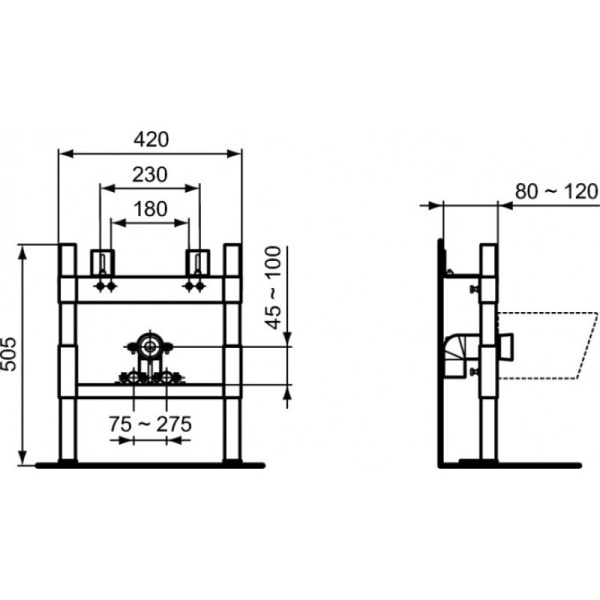 инсталляция для биде ideal standard prosys r015967