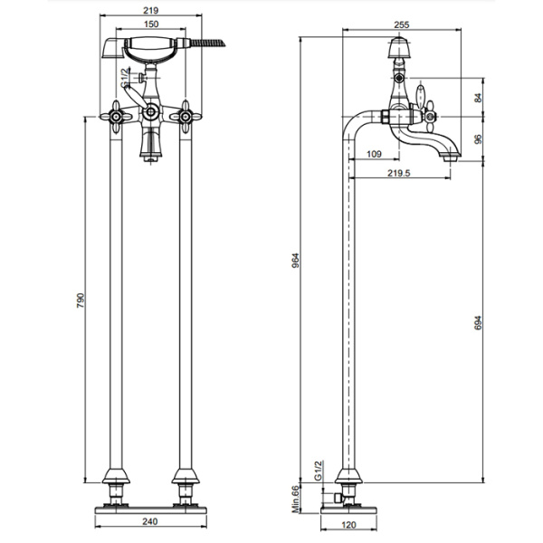 смеситель fima carlo frattini olivia f5004/4or для ванны, напольный, с ручным душем, золото