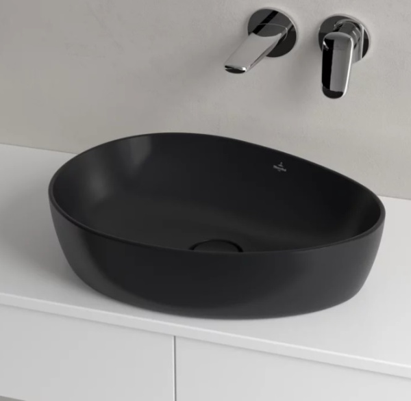 раковина накладная 51 см villeroy & boch antao 4a7351r7, ceramicplus, цвет pure black