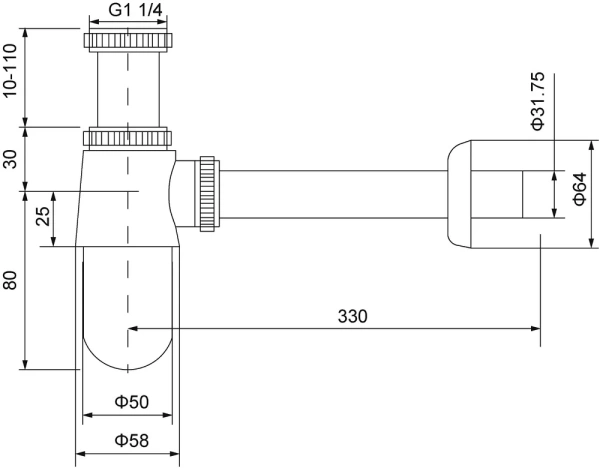 сифон для раковины timo 960/00l