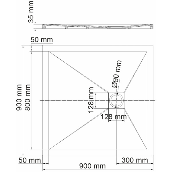 душевой поддон из искусственного камня wasserkraft dill 90x90 61t03 цвет черный матовый