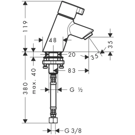 кран для холодной воды без донного клапана hansgrohe talis s 13132000