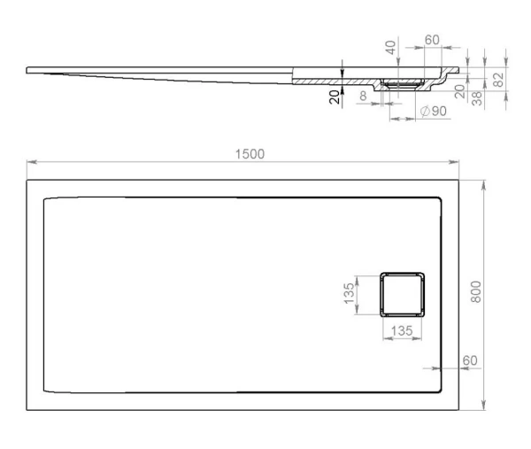 душевой поддон salini capri 120211g, 150x80 см, из материала sapirit, цвет глянцевый белый