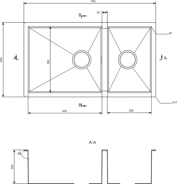 кухонная мойка zorg inox x x-78-2-44