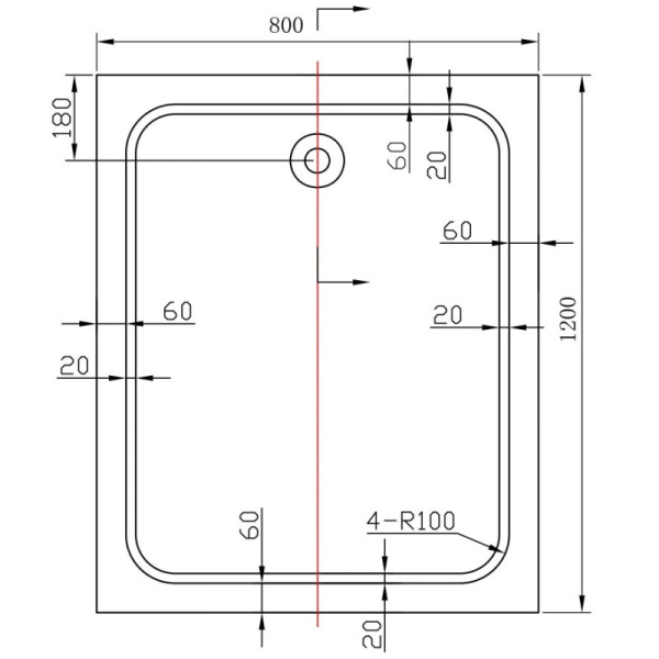 акриловый поддон 120x80 см vincea vst-2ar-8012