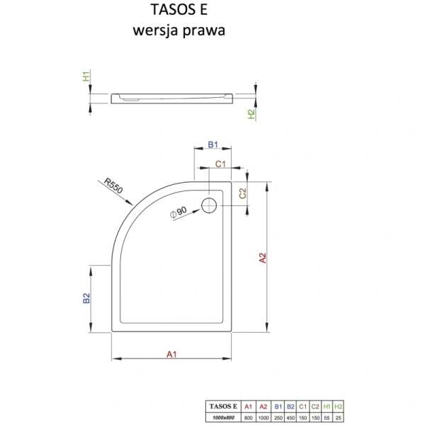 акриловый поддон 100x80 см radaway tasos e ste1086-30r