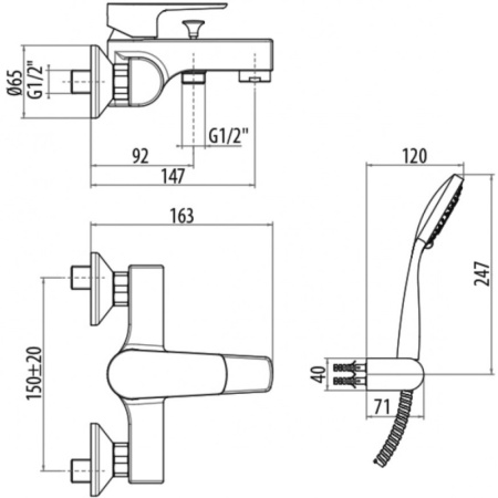 смеситель для ванны gattoni h2omix 3000 3000/30c0cr