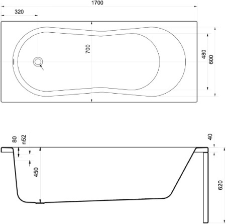 акриловая ванна cersanit nike 170x70 63347