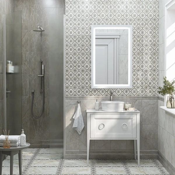 зеркало kerama marazzi plaza classic 65 pl.c.mi.65\wht с подсветкой белое матовое с бесконтактным выключателем