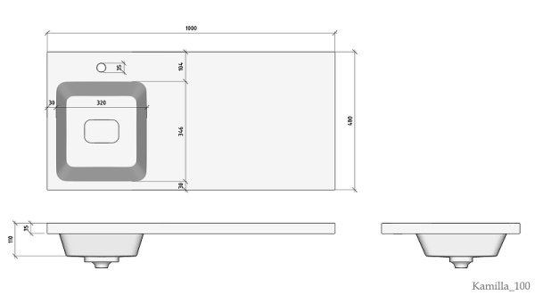 раковина madera kamilla 100 l 4627173210577, цвет белый