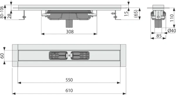 душевой лоток alcaplast apz1106-550 без решетки