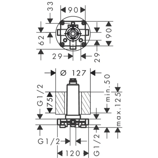 скрытая часть 1/2" axor 26434180