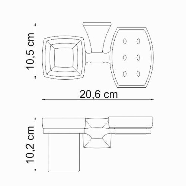 Стакан для зубных щеток WasserKRAFT Wern K-2526 с мыльницей, цвет хром