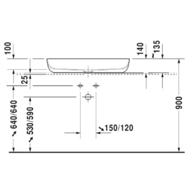 раковина в ванную накладная duravit luv 80 см, 0379800000