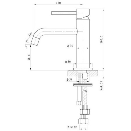 смеситель для раковины без донного клапана caprigo don 53-022-crm