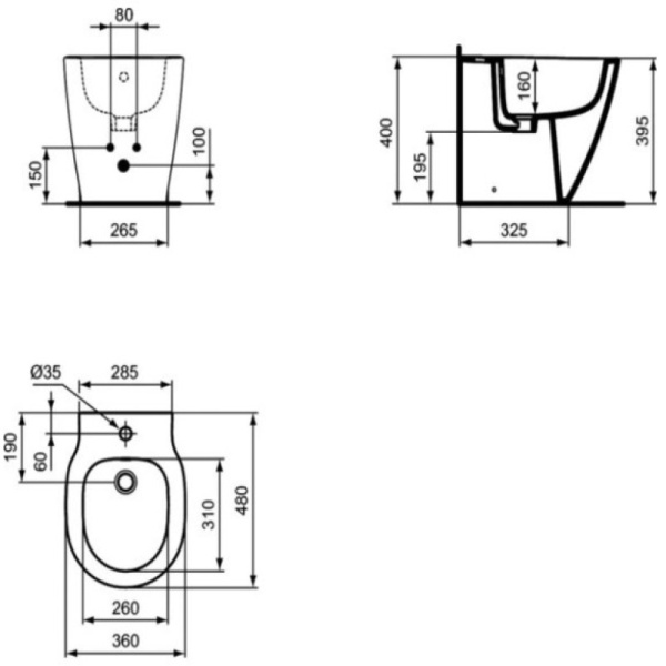 биде напольное ideal standard connect space e120001