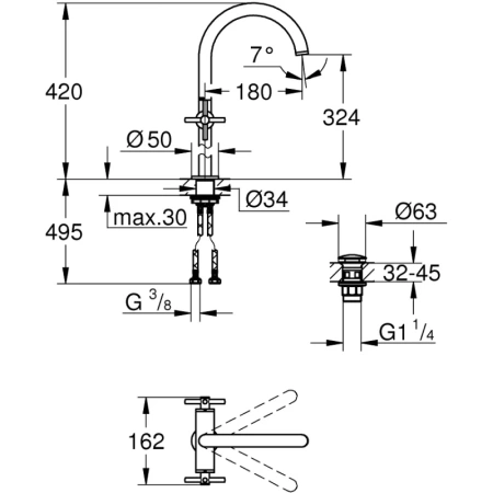 смеситель для раковины с донным клапаном grohe atrio new 21044003