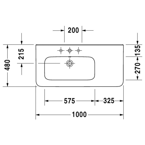 раковина полувстраиваемая duravit durastyle 2325100041